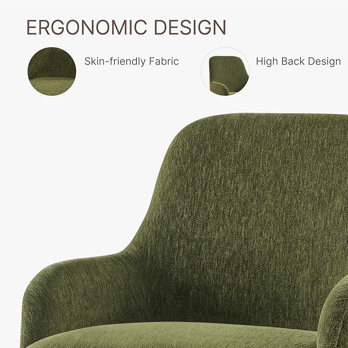Swivel Dining Chairs Set of 2, Mid Century Modern Chairs Fabric Upholstered - Image 6