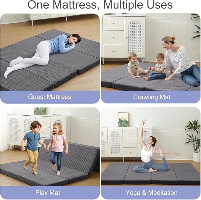 MeMoreCool Folding Foam Futon Mattress Full, Foldable Japanese Floor Mattress - Image 2