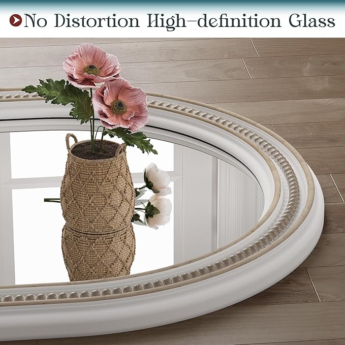 Boho Oval Mirror, Wooden Rustic Decorative Mirror - Image 8