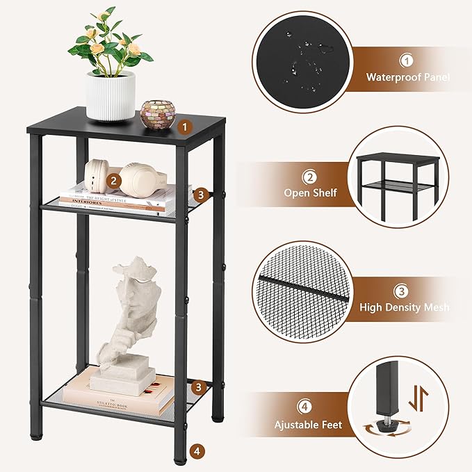 Hoctieon 3 Tier End Table, Telephone Table, Tall Side Table - Image 4
