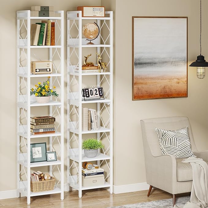 Tribesigns 78.7 Inch Extra Tall Narrow Bookshelf, 7 Tier Skinny Bookcase - Image 5