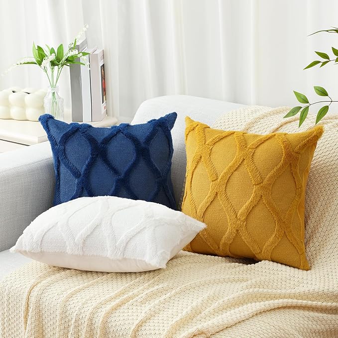 decorUhome Throw Pillow Covers 20x20 Inch Set of 2, Soft Plush Faux Fur Wool - Image 5