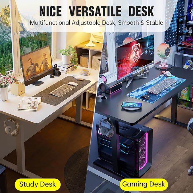 Veken 63x27.6 Inch Large Electric Standing Desk, 4 Memory Heights Adjustable - Image 7
