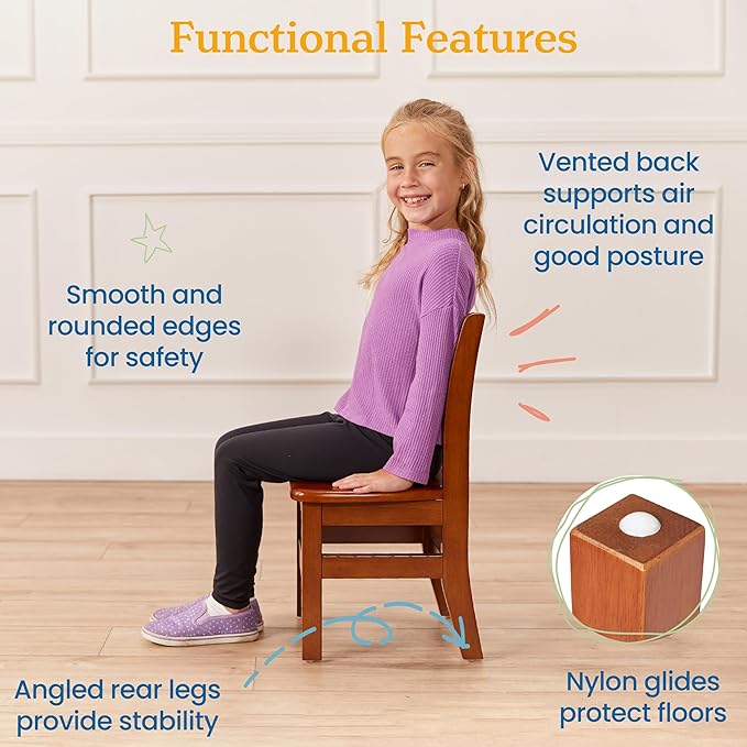 ECR4Kids 30in x 30in Square Hardwood Table and Chair Set, 12in Seat Height - Image 5