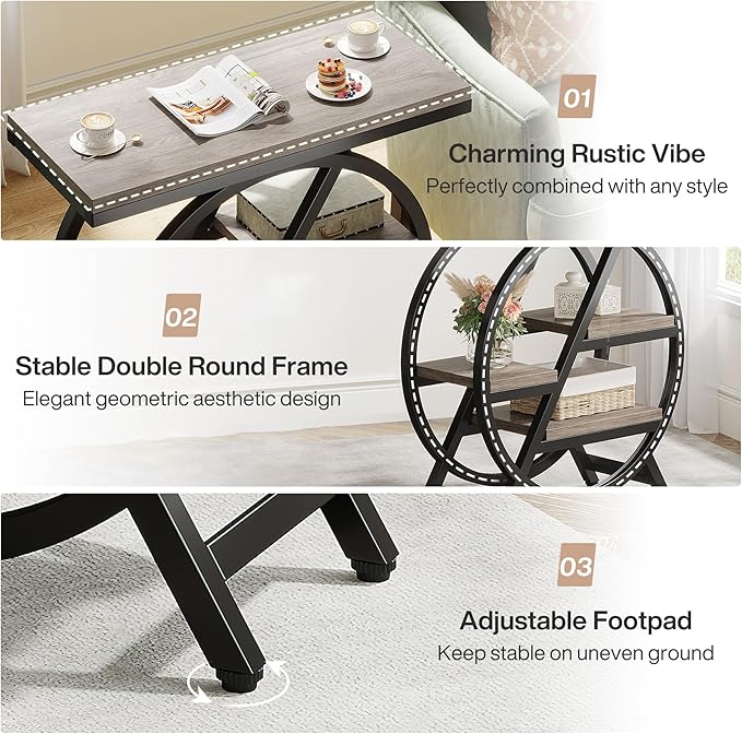 Tribesigns End Table for Living Room, 3-Tier Narrow Side Table - Image 7