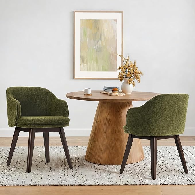 Wooden Dining Chairs Set of 4, Fabric Upholstered Modern Dining Room Chairs - Image 7