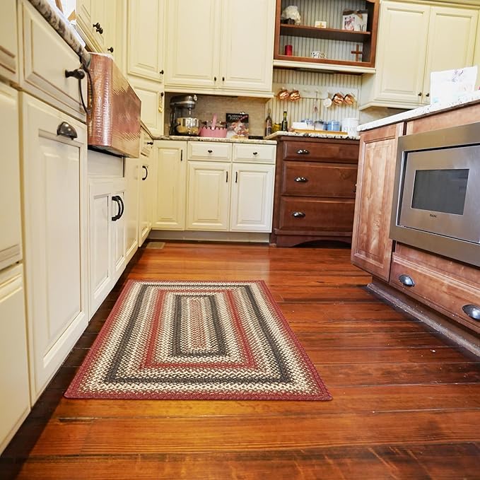 Homespice Chester Braided Rugs Country Style 2x3' The Ideal Red Kitchen Rug by Homespice