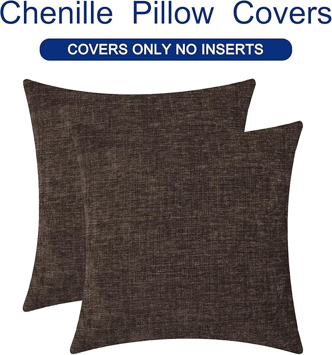 CaliTime Throw Pillow Covers Decorative 18 X 18 Inches Pack of 2 Cozy Chenille - Image 6