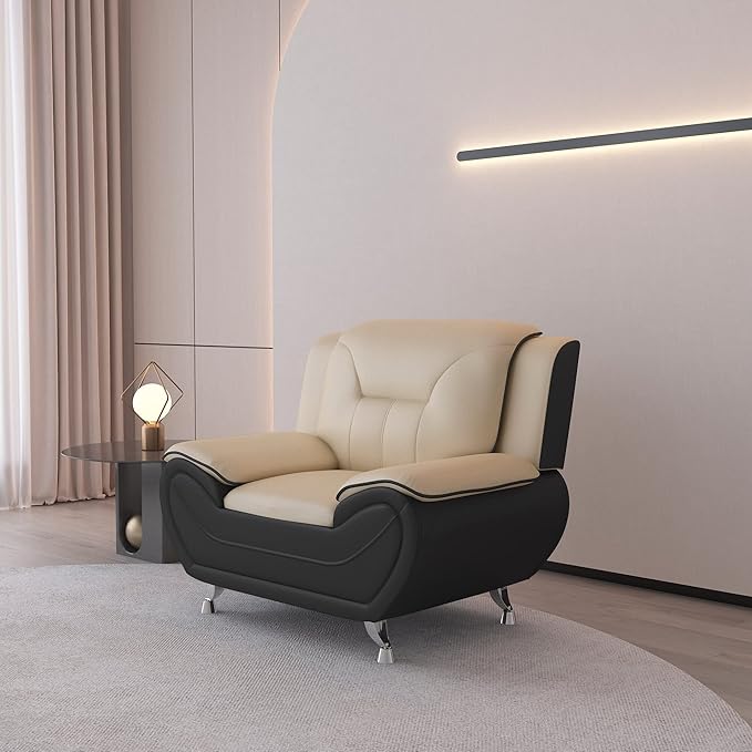 Container Furniture Direct Michael Modern Faux Leather Upholstered Stainless - Image 3