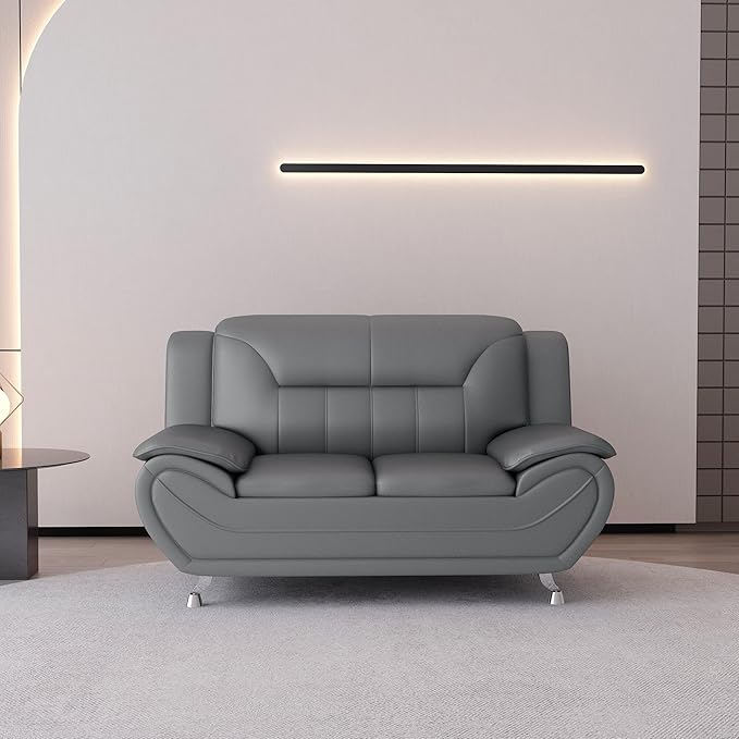 Container Furniture Direct Michael Modern Faux Leather Upholstered Stainless - Image 3