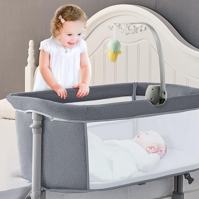 RONBEI Baby Bassinet Bedside Sleeper, Height Adjustable Bedside Bassinet - Image 6