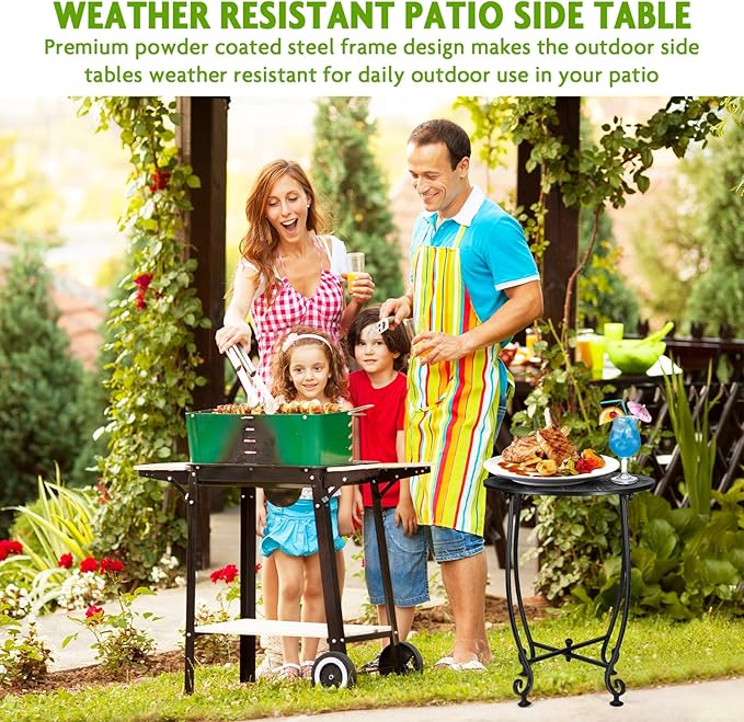 2 Pack 14 Inch Outdoor Side Table - Image 7