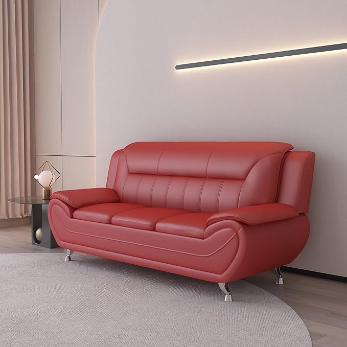 Container Furniture Direct Michael Modern Faux Leather Upholstered Stainless - Image 5