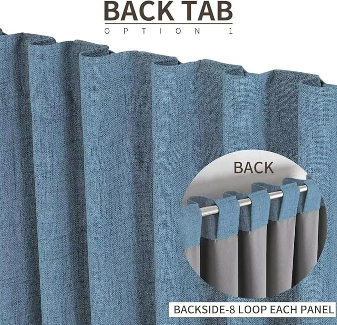 Joydeco Natural Linen Curtains 120 inch Length 2 Panels Set Burg 100% Blackout - Image 3