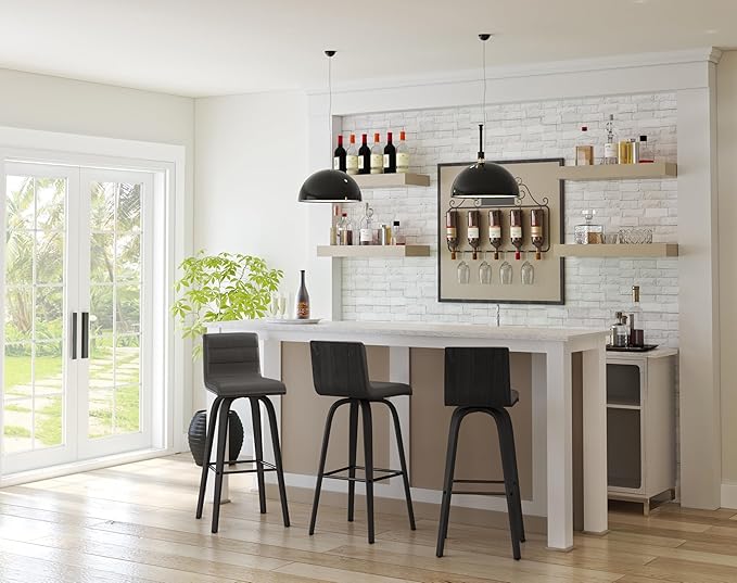 Armen Living size color options Vienna 30" Bar Height Barstool Brushed Wood - Image 2