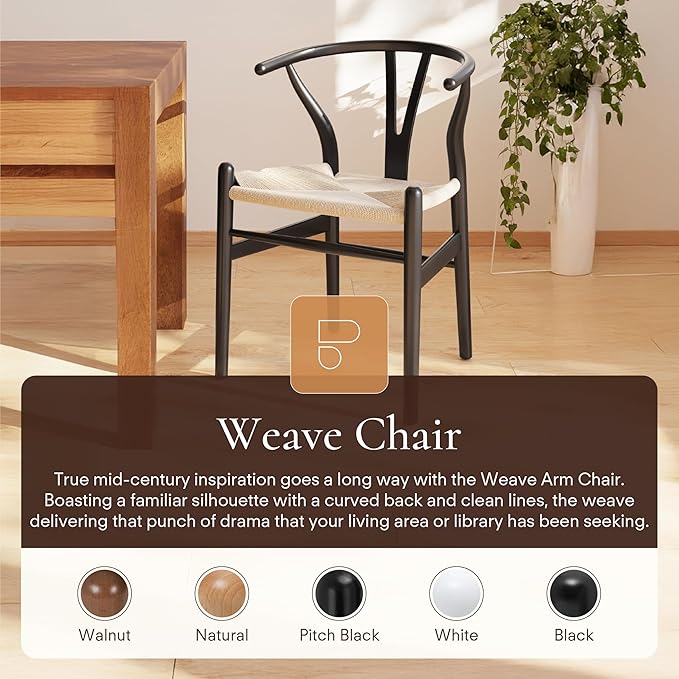 POLY & BARK Weave Dining Chair – Mid-Century Modern Wishbone Dining Chair - Image 4