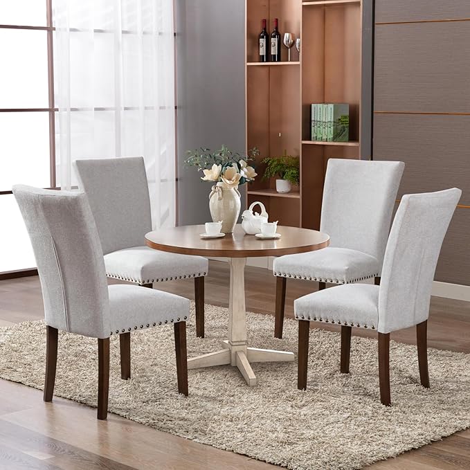 COLAMY Upholstered Parsons Dining Chairs Set of 2, Fabric Dining Room Kitchen - Image 2