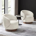 Swivel Accent Chair Round Barrel Armchair Upholstered Performance Fabric by Kislot