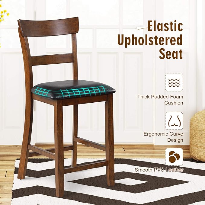 COSTWAY Barstools Set of 4, 25.5-Inch Counter Height Chair - Image 6