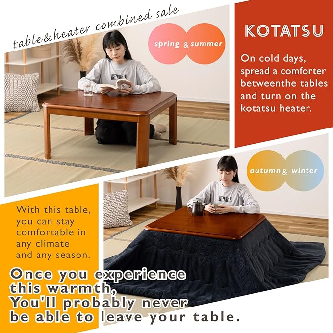 PaletteLife Japanese Heated Table (41x29in- Wooden Chabudai Furniture - Image 5