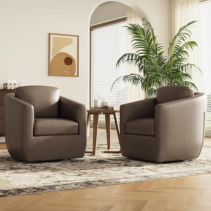 COLAMY 360°Swivel Accent Chair- Comfy Living Room Armchair No-Sag Foam & Sturdy - Image 3