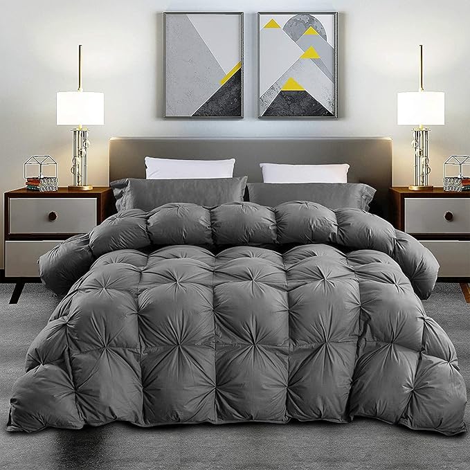 Luxurious Heavyweight Goose Down Feather Fiber Comforter, Exquisite Pinch Pleat - Image 3