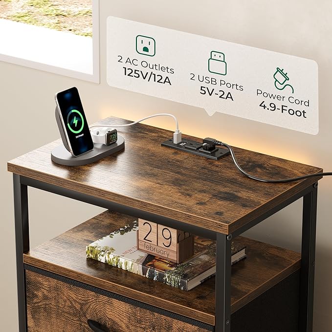 Huuger 5 Drawers Dresser with Charging Station, Dresser - Image 5