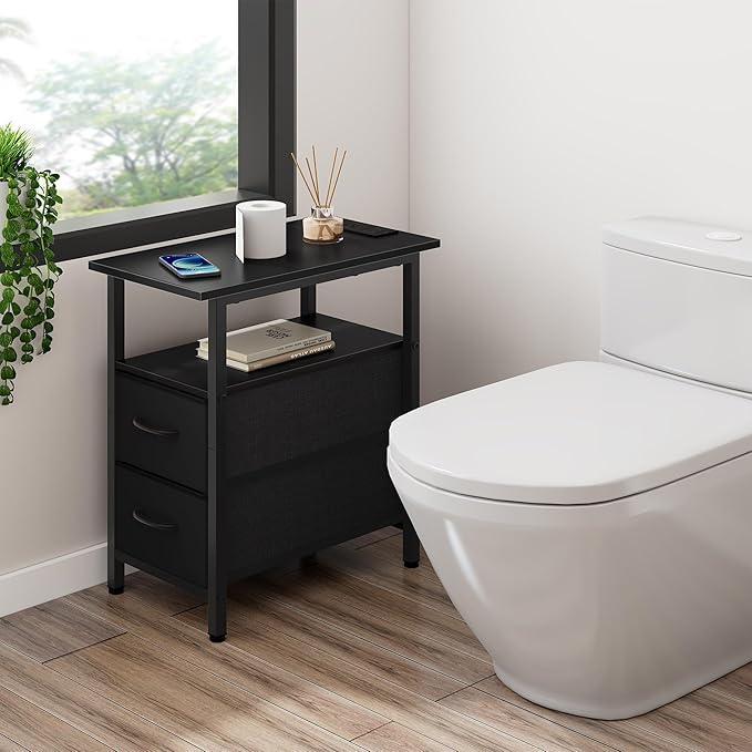 Vagusicc Set of 2 Black Nightstand - Image 9