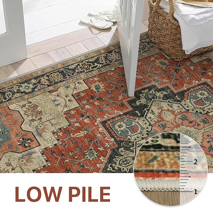 GENIMO 8x10 Area Rugs for Living Room, Machine Washable Non Slip Vintage Rugs - Image 4