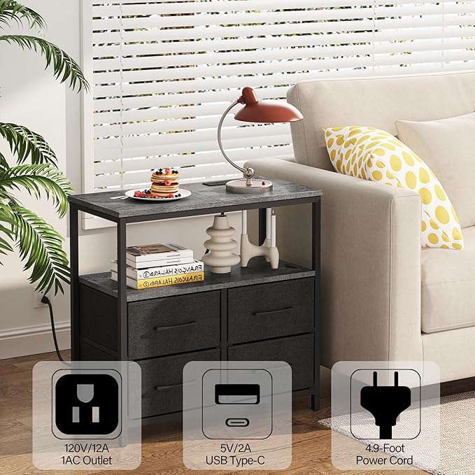 TUTOTAK Large Night Stand with Charging Station, Nightstand with USB and Type-C - Image 7