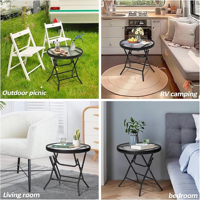 Foldable Patio Side Table Set of 2 - Image 7