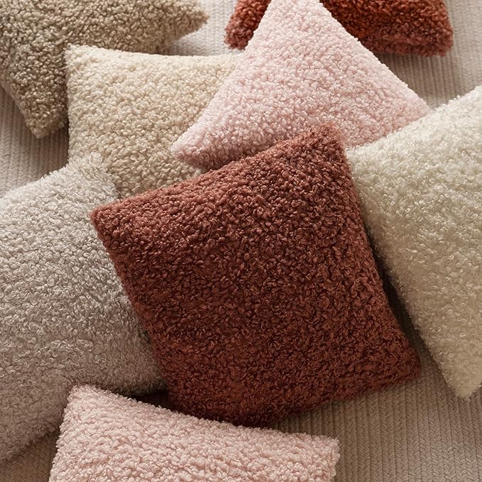 Foindtower 2 Pieces 16x16 Inch Light Pink, Faux Fur Throw Pillow Cover Accent - Image 7
