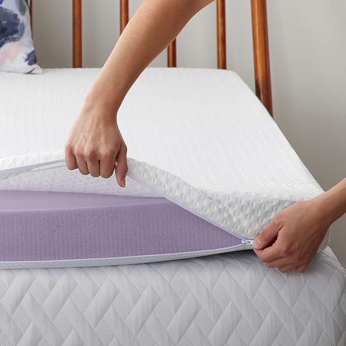 LUCID 2 Inch Lavender Infused Memory Foam Mattress Topper and LUCID Zippered - Image 6