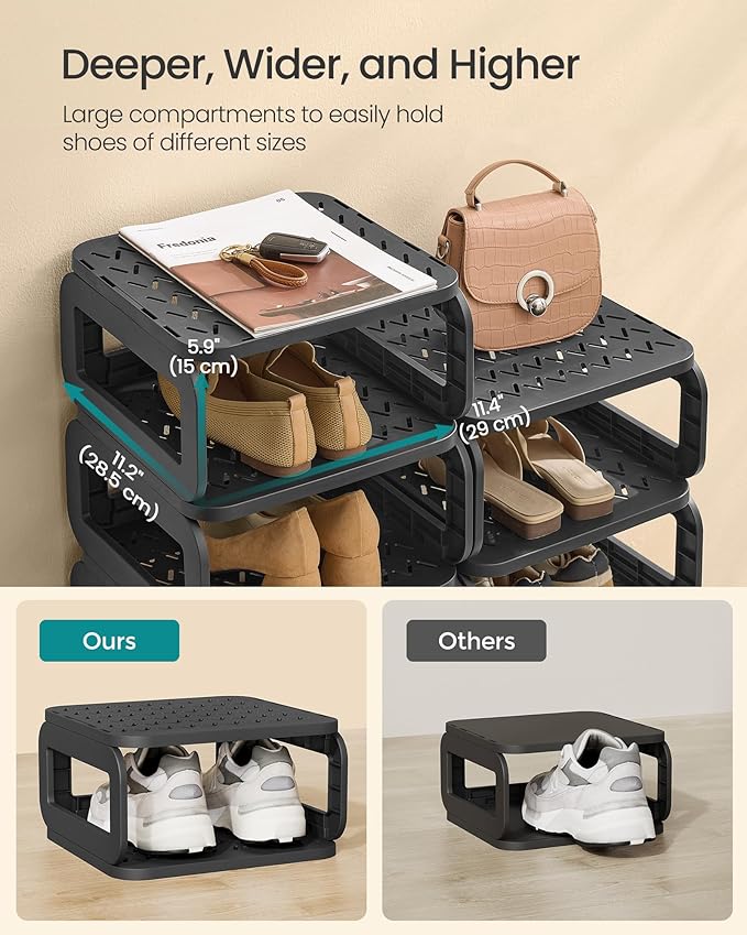 SONGMICS Shoe Rack, Shoe Organizer, 6 Shelves, Shoe Storage, Narrow Shoe Shelf - Image 4