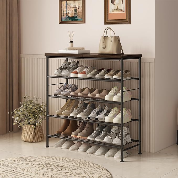 Shoe Rack Organizer 5 Tier for Closet Entryway Free Standing Metal Storage Shoe - Image 6