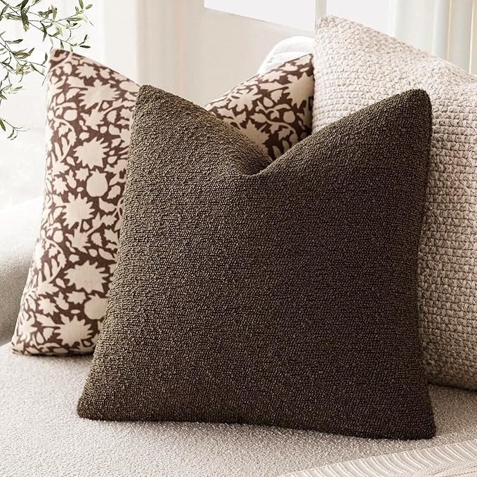 Foindtower Pack of 2 Textured Boucle Throw Pillow Covers Accent Solid Pillow - Image 5