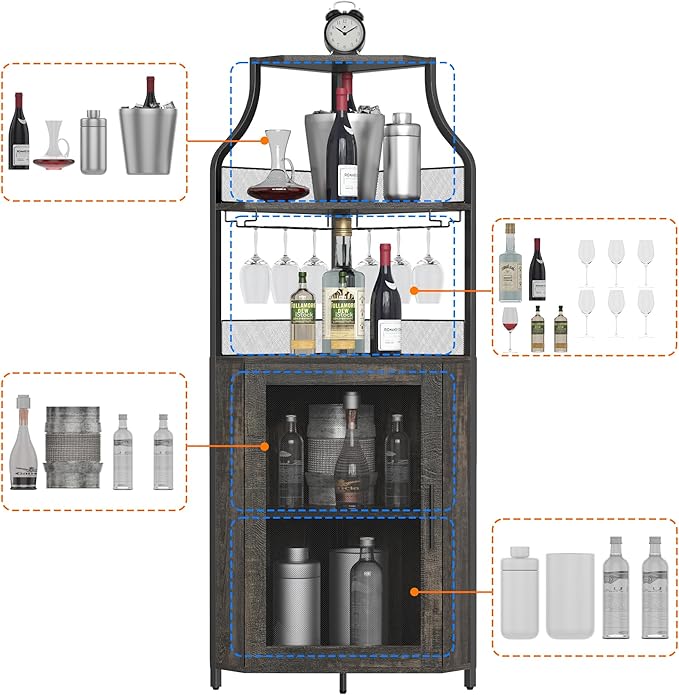 GarveeHome Corner Wine Bar Rack Cabinet - Image 4
