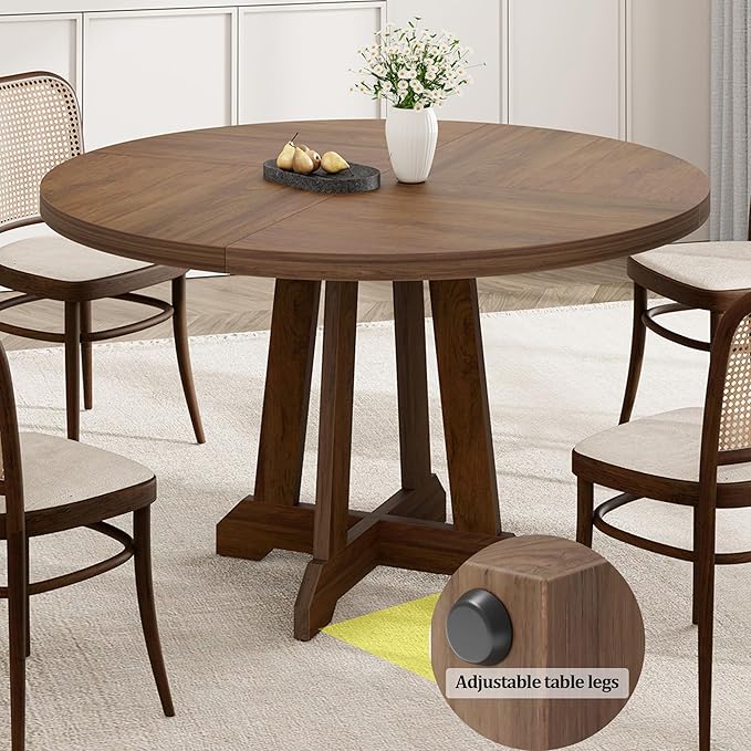 Round Dining Table for 4, 47 Inch Wooden Circle Dinner Table - Image 7