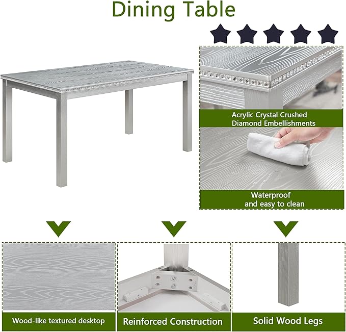 KEIKI 6-Piece Standard Height Dining Table Set - Image 6