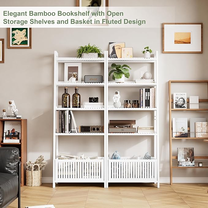 Bamjoy Bamboo White Bookshelf - Image 8