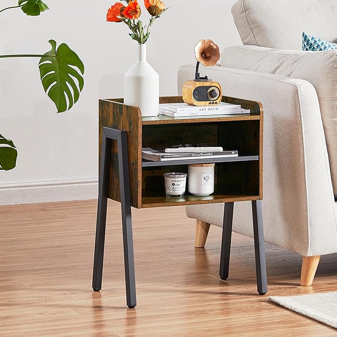 VECELO Nightstand Industrial Side End Table/Stackable Accent Furniture - Image 2