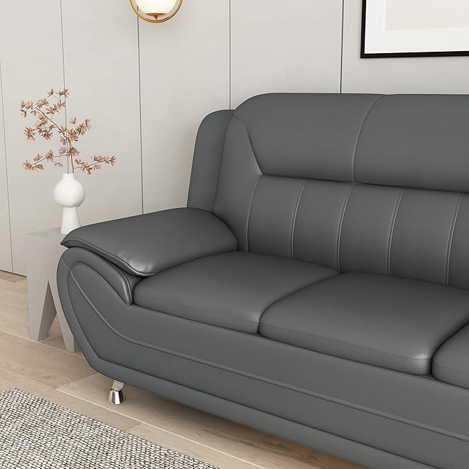 Container Furniture Direct Michael Modern Faux Leather Upholstered Stainless - Image 9