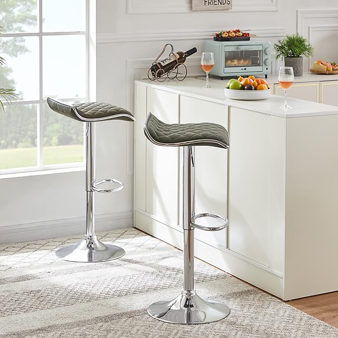 VECELO Adjustable Bar Stools Set of 2, Bar Height Stools - Image 2