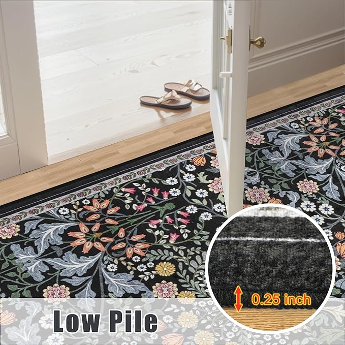 Runner Rug for Entryway: 2x10 Kitchen Rugs Non Slip Washable Ultra Soft Floral - Image 9