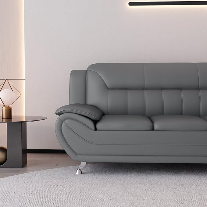 Container Furniture Direct Michael Modern Faux Leather Upholstered Stainless - Image 7