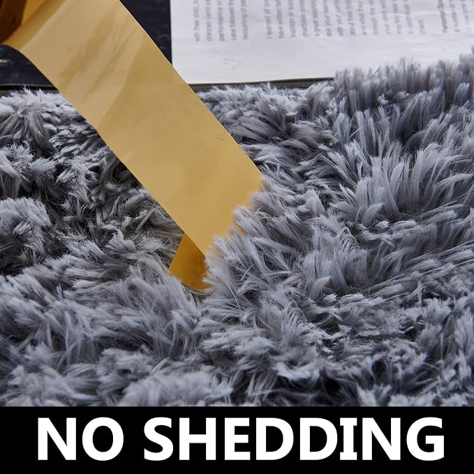FJZFING Grey Round Rug Ultra-Soft Plush Modern 6x6 Circle Area Rug - Image 4