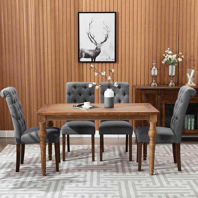 COLAMY Button Tufted Dining Chairs Set of 4, Parsons Upholstered Fabric Dining - Image 8