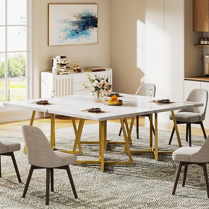 Tribesigns Square Dining Table for 8, 31.5" Modern Dinner Table - Image 5
