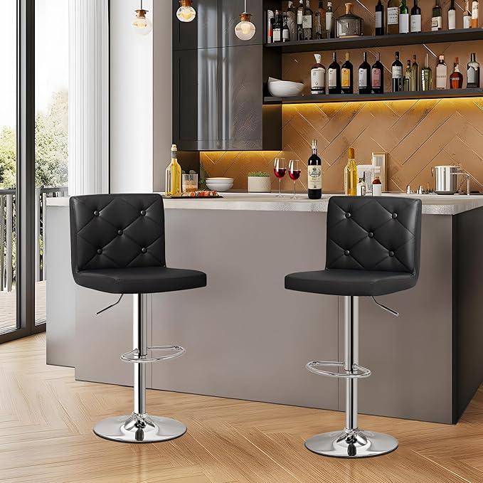 VECELO Adjustable Bar Stools Set of 2, Bar Height Stools - Image 2