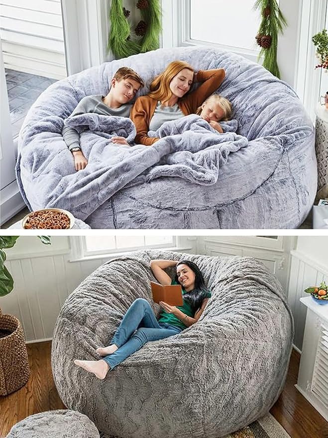 Bean Bag Chair for Adults Kids Without Filling Comfy Oversized Round Lounge - Image 7